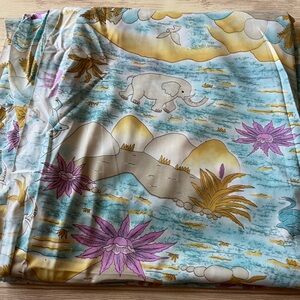 VINTAGE RARE FABRIC Forest Jungle Desert Wild Animal Pattern 60s 70s (B2)